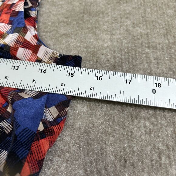 Trina Turk Silk Pleated Sleeveless Shell Top Small USA Red White Blue Geometric - Picture 5 of 6
